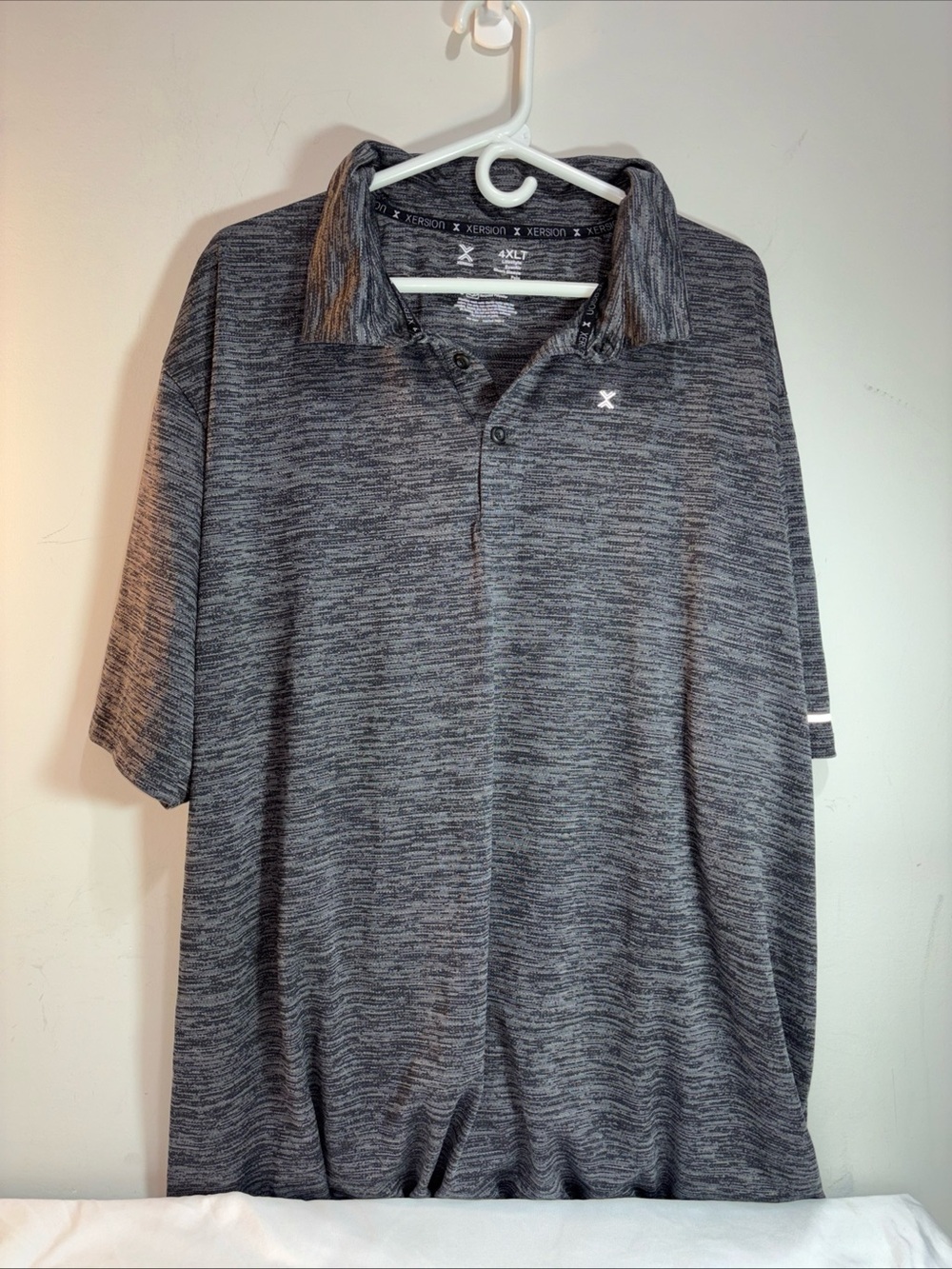 Xersion Men's Heathered Gray Polo Shirt. 893. Size 4XLT